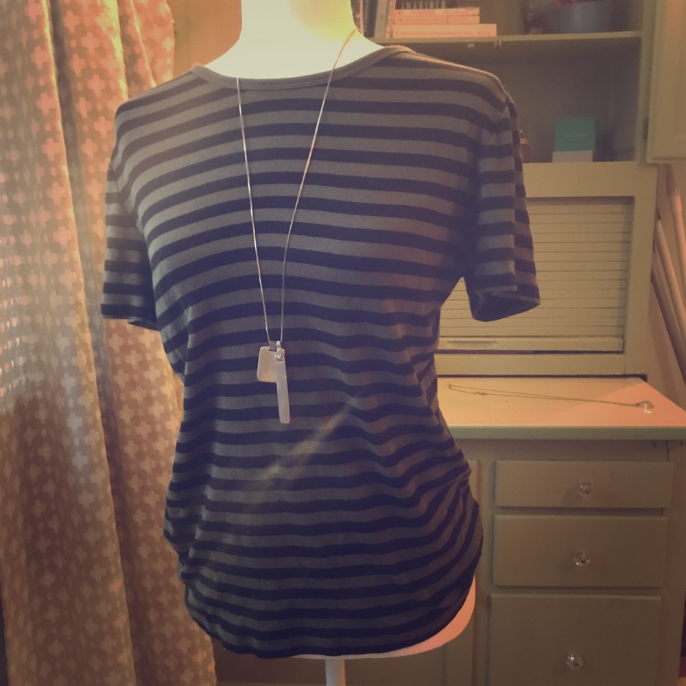 Olive green and black striped tee by GAP XL